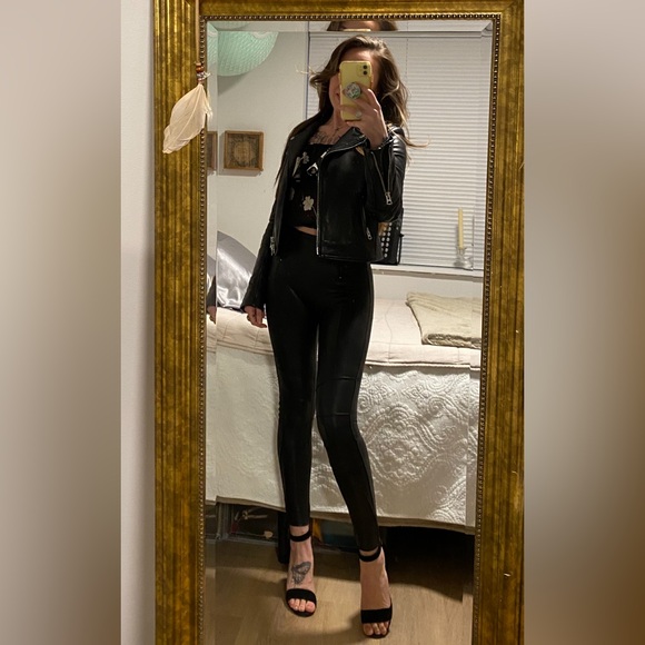 SPANX Black Faux Leather Leggings - Picture 1 of 5
